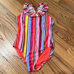 one piece stripe colorful swimsuit